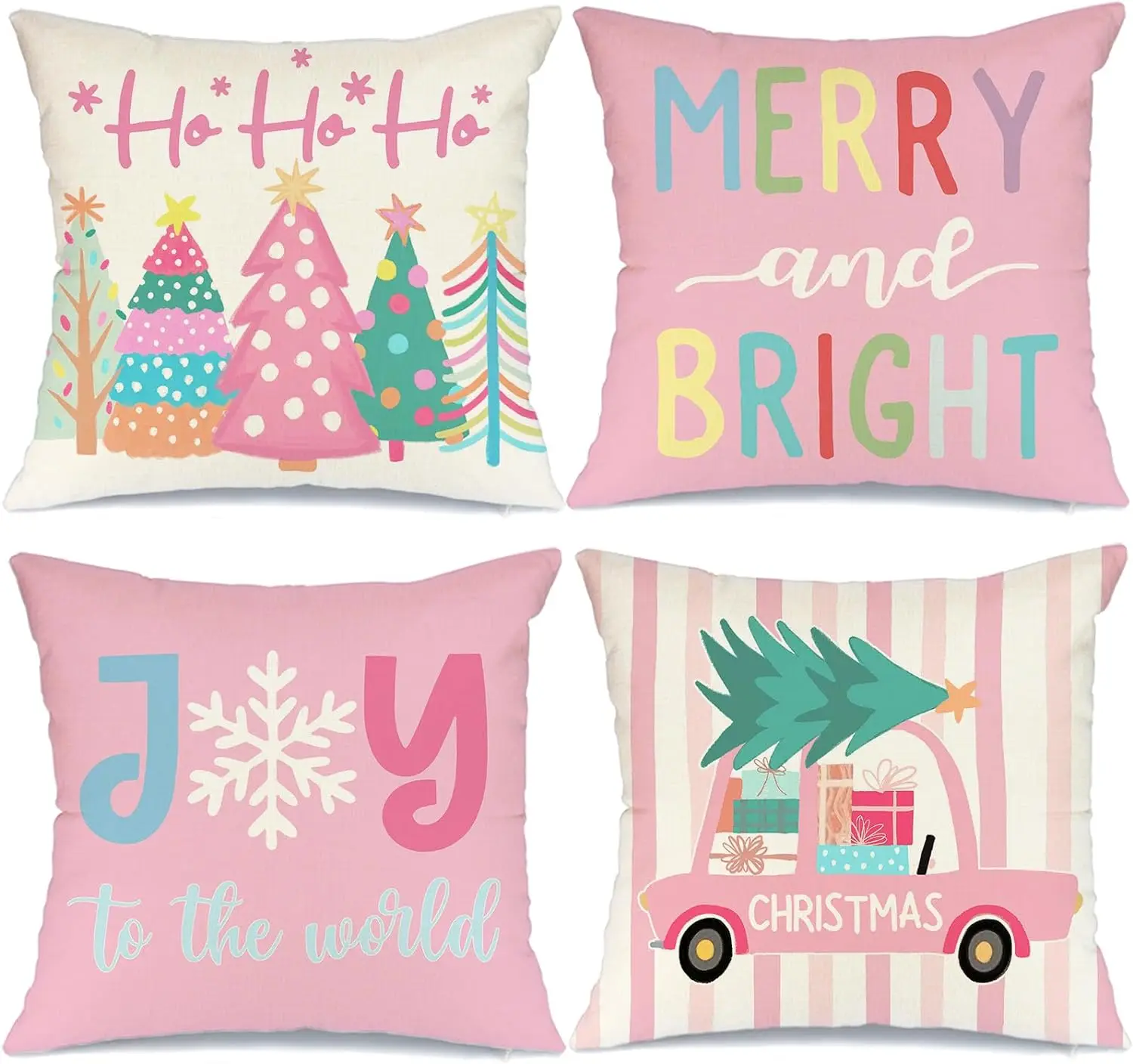 Pink Christmas Throw Pillow Covers 18x18 Inch Set of 4 Striped Truck Xmas Trees Farmhouse Holiday Cushion Cases for Home Decor
Pink Christmas Throw Pillow Covers 18x18 Inch Set of 4 Striped Truck Xmas Trees Farmhouse Holiday Cushion Cases for Home Decor
