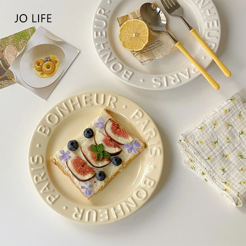 JO LIFE Breakfast Dessert Tray French Relief Sculpture Dish Ceramic china Elegant Dinner Plate Dishes Kitchen Tableware
JO LIFE Breakfast Dessert Tray French Relief Sculpture Dish Ceramic china Elegant Dinner Plate Dishes Kitchen Tableware