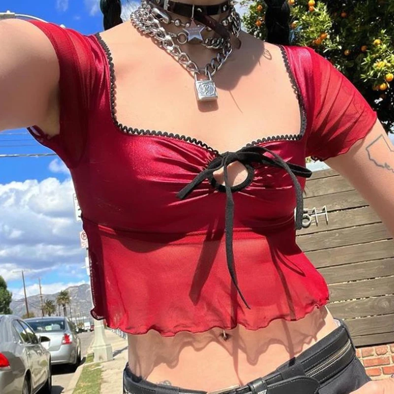 Dourbesty Kawaii Mesh Crop Top y2k Women Fairy Grunge Short Sleeve Ruffles T Shirt Streetwear 2000s Cute Aesthetic Tees Outfits
Dourbesty Kawaii Mesh Crop Top y2k Women Fairy Grunge Short Sleeve Ruffles T Shirt Streetwear 2000s Cute Aesthetic Tees Outfits