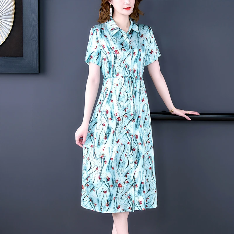 Summer Red Print Natural Silk Midi Dress Women Korean Elegant Office Lady Dress 2023 New Short Sleeve Bodycon Polo Collar Dress
Summer Red Print Natural Silk Midi Dress Women Korean Elegant Office Lady Dress 2023 New Short Sleeve Bodycon Polo Collar Dress