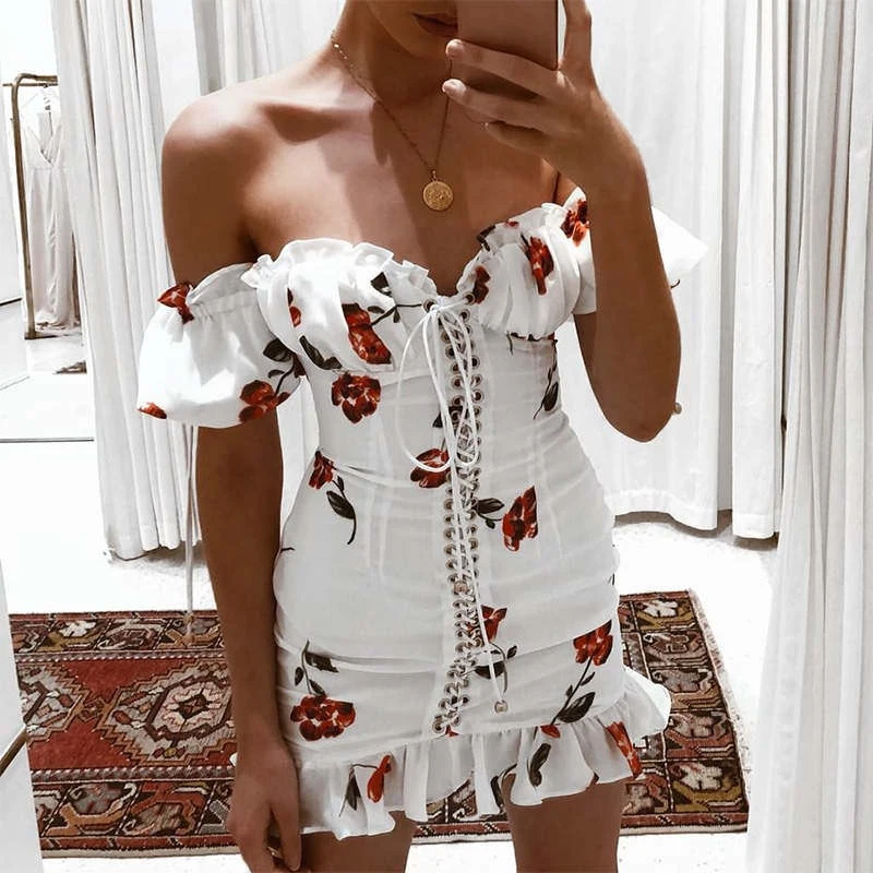 Cottagecore Floral Off Shoulder Dress Women Elegant Ruffles Bodycon Dresses Backless Mini Party Beach Flower Vestidos 2021 Print
Cottagecore Floral Off Shoulder Dress Women Elegant Ruffles Bodycon Dresses Backless Mini Party Beach Flower Vestidos 2021 Print