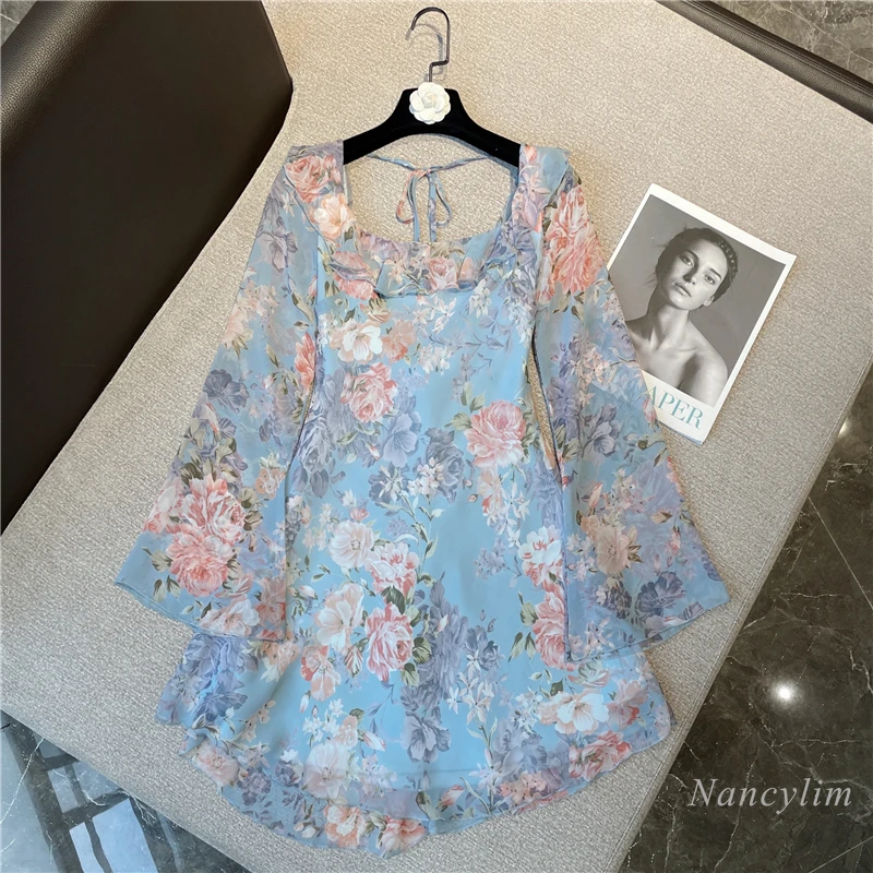 Bohemian Dresses Women 2022 Spring Summer Wear New Sweet Floral Print Sexy Backless Lace Up Bow Vacation Chiffon Dress Femme
Bohemian Dresses Women 2022 Spring Summer Wear New Sweet Floral Print Sexy Backless Lace Up Bow Vacation Chiffon Dress Femme