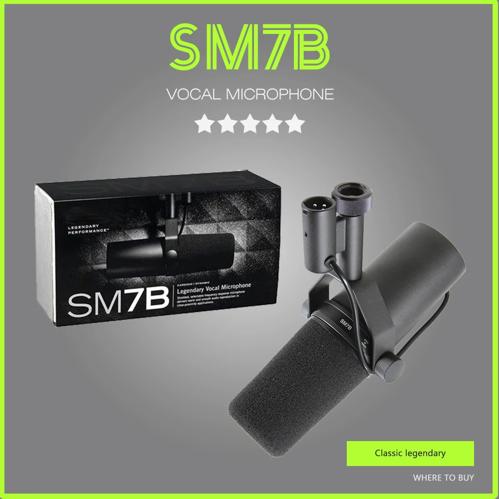 

MARS Cardioid Dynamic Microphone SM7b 7B Vocal Selectable Frequency Response Microphone for Live Stage Recording Podcasting