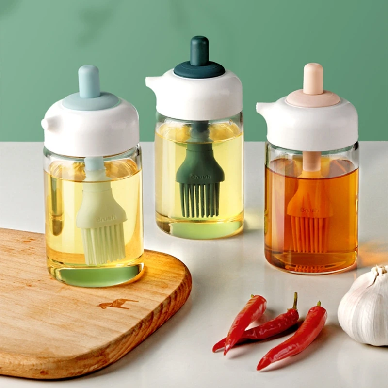 Silicone Dispenser Glass Bottle with Striking Heat Resistant BBQ Basting Brush Kitchen Oil Container for Cooking Safe BPA-free
Silicone Dispenser Glass Bottle with Striking Heat Resistant BBQ Basting Brush Kitchen Oil Container for Cooking Safe BPA-free