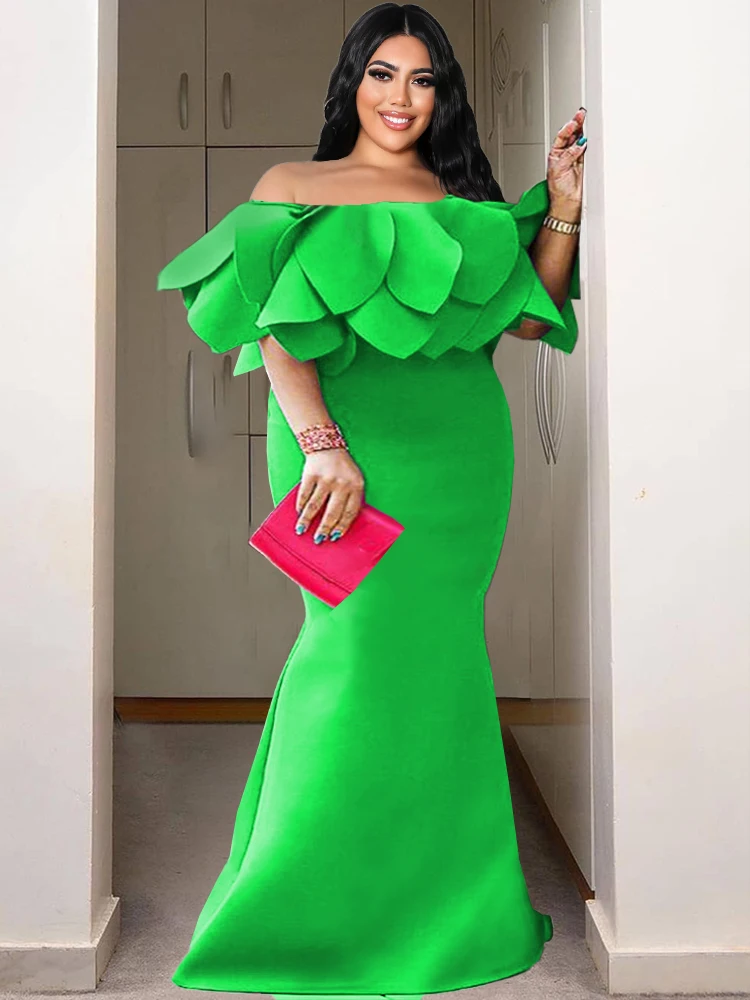 Ruffle Tierred Maxi Dresses Women Slash Neck Off Shoulder Floor Length Robe Sexy Bodycon Xshape Evening Birthday Party Dress 4XL
Ruffle Tierred Maxi Dresses Women Slash Neck Off Shoulder Floor Length Robe Sexy Bodycon Xshape Evening Birthday Party Dress 4XL