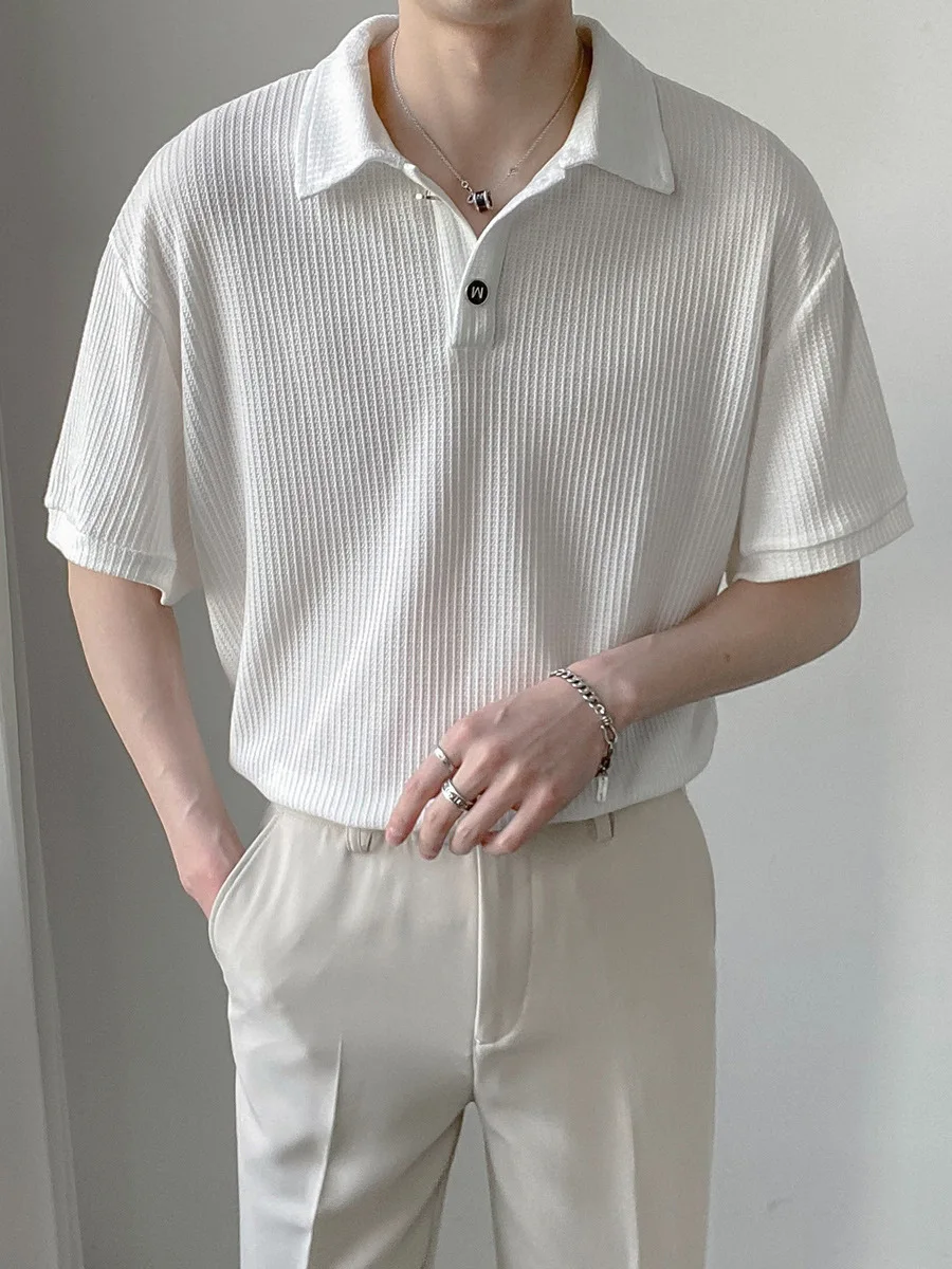 

Рубашка-поло мужская с отложным воротником, Повседневная футболка с короткими рукавами, легкая дышащая уличная одежда, однотонная летняя одежда