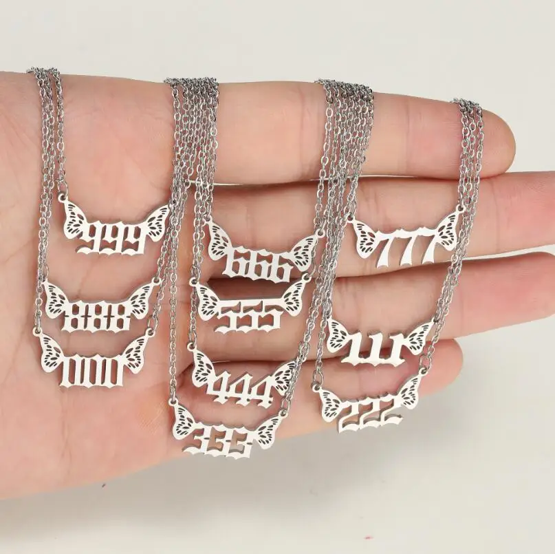 New Angel Wings Number Necklace Stainless Steel Ladies Fashion Lucky Number Jewelry Necklace Girls Party Banquet Necklace
New Angel Wings Number Necklace Stainless Steel Ladies Fashion Lucky Number Jewelry Necklace Girls Party Banquet Necklace