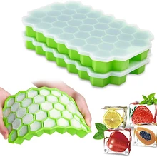 Silicone Honeycomb Shape Ice Cube Tray Silicone Ice Cube Maker Mold With Lids For Ice Cream Party Whiskey Cocktail Cold Drink