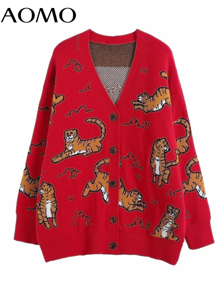 AOMO Women Elegant Red Animal Cardigan Vintage Jumper 2022 Oversized Knitted Cardigan BE201A
AOMO Women Elegant Red Animal Cardigan Vintage Jumper 2022 Oversized Knitted Cardigan BE201A
