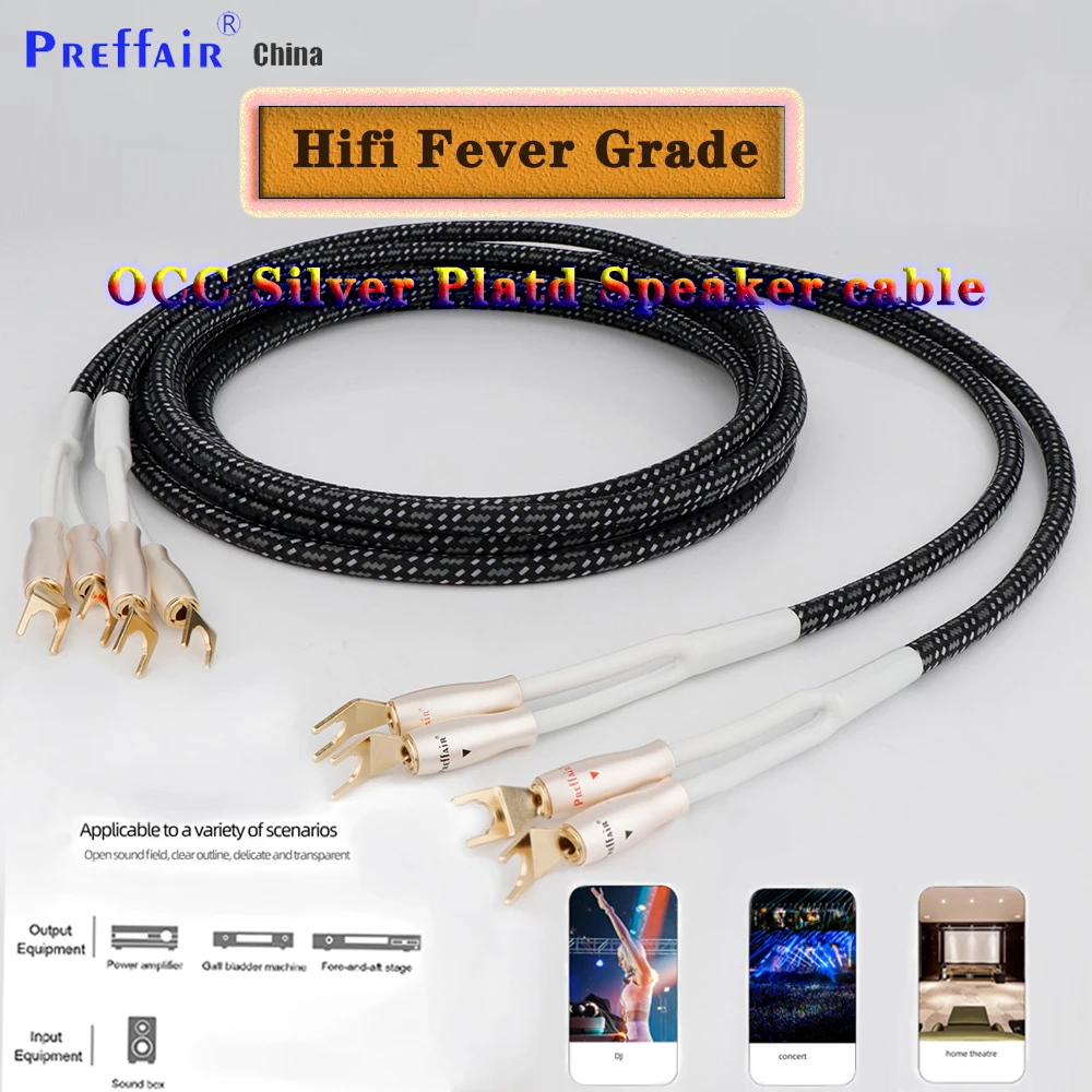 One Pair Preffair SP14 HIFI Silver plated Speaker Cable Hi-end OCC Speaker Wire For Hi-fi Systems Y Plug Banana plug
One Pair Preffair SP14 HIFI Silver plated Speaker Cable Hi-end OCC Speaker Wire For Hi-fi Systems Y Plug Banana plug