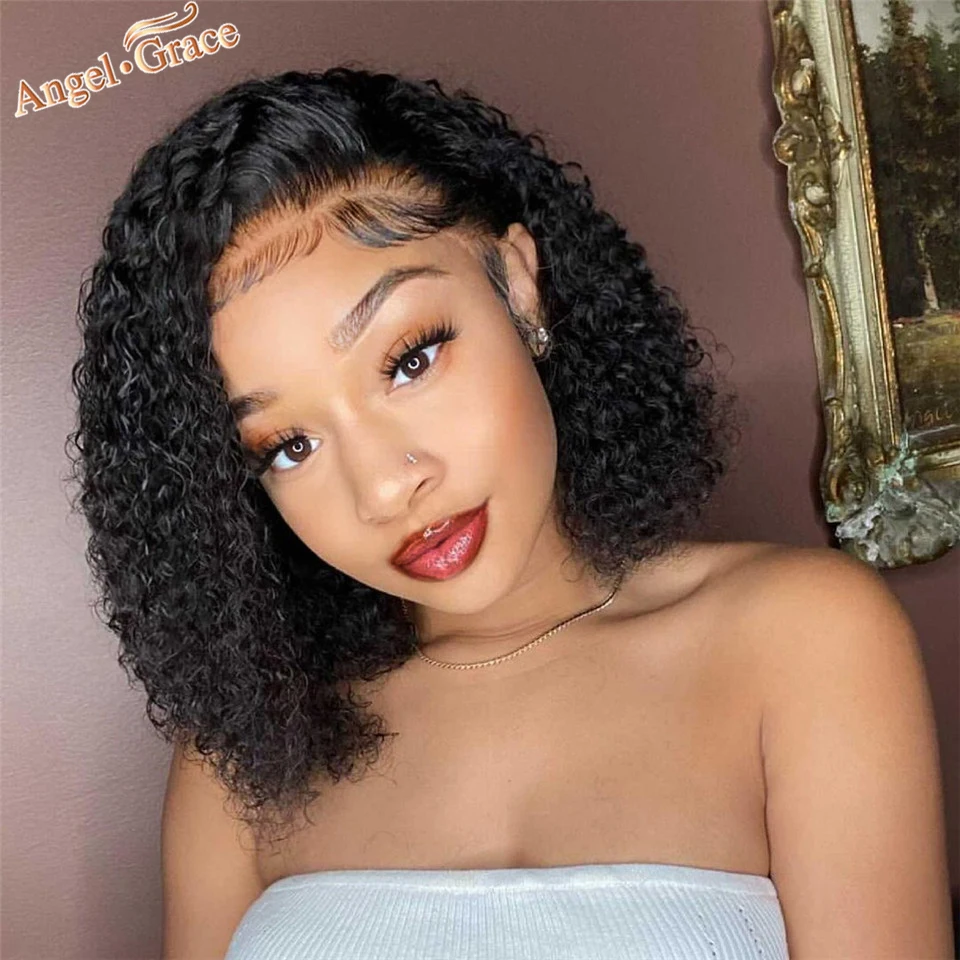 

Jerry Curly 13x4 Short Bob Wigs Remy 13x4 Lace Front Human Hair Wigs For Women PrePlucked Natural Hairline 150% 180% Density
