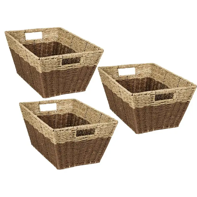 Can Do Set of 3 Rectangle Nesting Seagrass 2-Color Storage Baskets with -In Handles, Natural & Brown Woven basket Woven trash ca
Can Do Set of 3 Rectangle Nesting Seagrass 2-Color Storage Baskets with -In Handles, Natural & Brown Woven basket Woven trash ca
