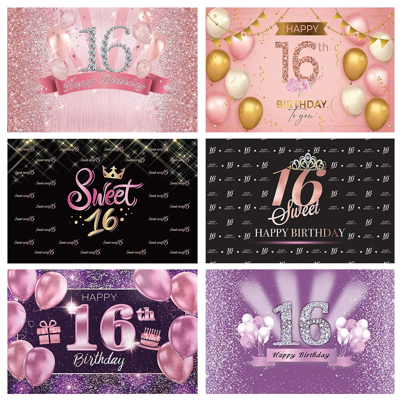 Sweet 16th Birthday Party Backdrop Rose Gold Purple Black Girl Diamonds Glitter Photography Background Sixteen Banner Booth Prop
Sweet 16th Birthday Party Backdrop Rose Gold Purple Black Girl Diamonds Glitter Photography Background Sixteen Banner Booth Prop