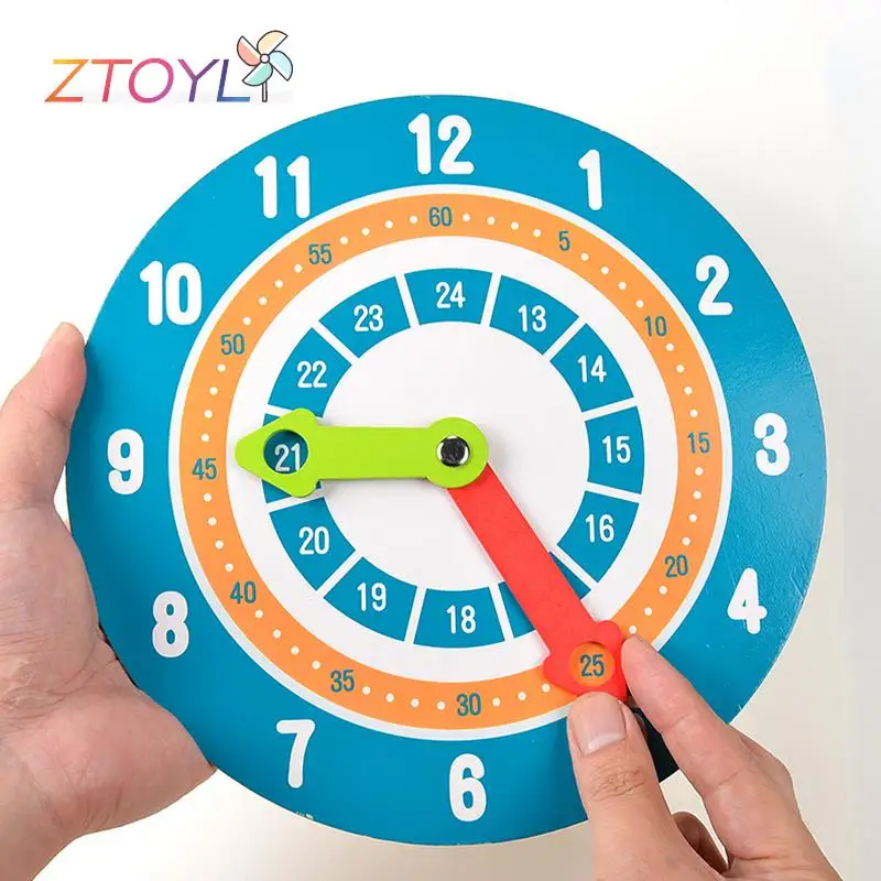 

Деревянные часы Монтессори для детей, Обучающие пособия для обучения времени, развивающие игрушки для детей, интеллектуальная доска для начальной школы