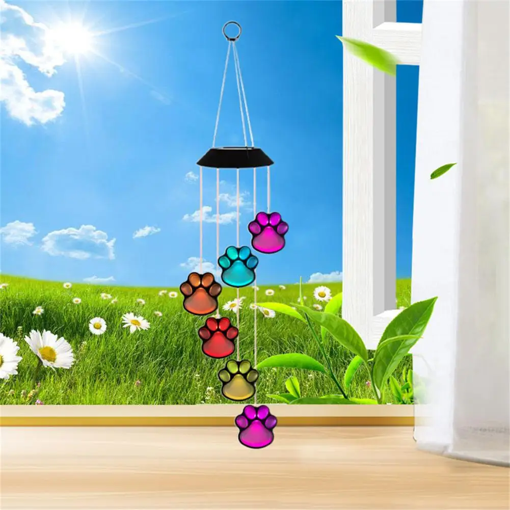 

Solar Paw Print Wind Chime Light IP65 Waterproof Outdoor Wind Chimes Garden Lawn Yard Decor Gifts For Pet Lover Wholesale