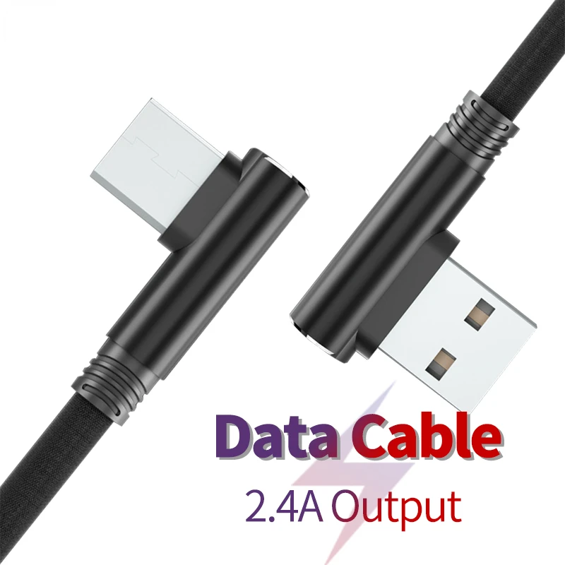 

Type-c Data Cable 2.4A Fast Charging Mobile Phone 90 Degree Elbow Cord Speed Data Transfer Fast Charge 1m 1.5m 2m 3m