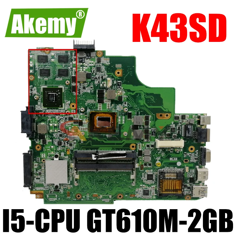 Akemy K43SD Laptop motherboard for ASUS K43SD K43S original mainboard Onboard I5-CPU GT610M-2GB
Akemy K43SD Laptop motherboard for ASUS K43SD K43S original mainboard Onboard I5-CPU GT610M-2GB