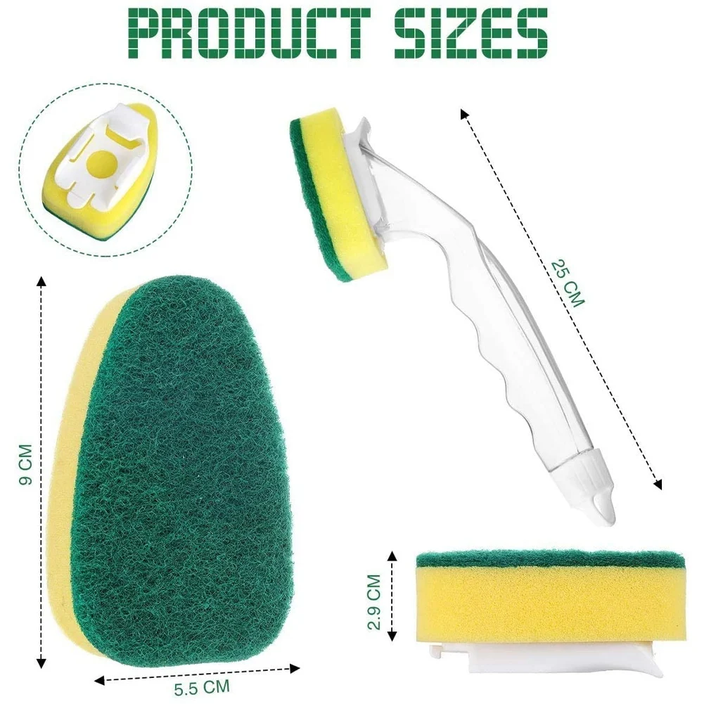 Heavy Duty Dish Wand Sponge Brush, Non-Scratch Kitchen Scrub Brush for Dish,Sink Cleaning Sponges Handle
Heavy Duty Dish Wand Sponge Brush, Non-Scratch Kitchen Scrub Brush for Dish,Sink Cleaning Sponges Handle