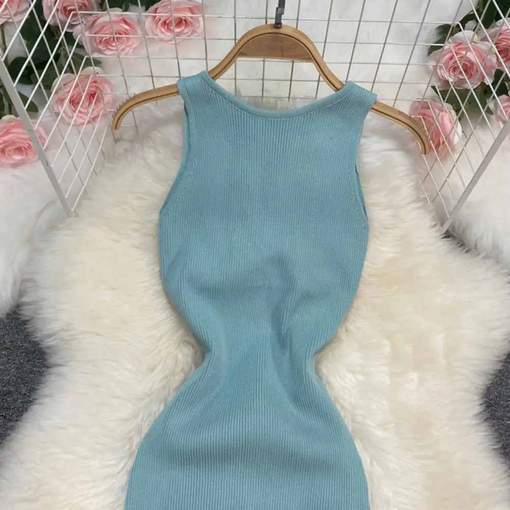 Charming Lady Summer Dress Hollow Out Ball Vest Dress Twist Knot Anti-pilling Ball Vest Dress Daily Wear 
Charming Lady Summer Dress Hollow Out Ball Vest Dress Twist Knot Anti-pilling Ball Vest Dress Daily Wear
