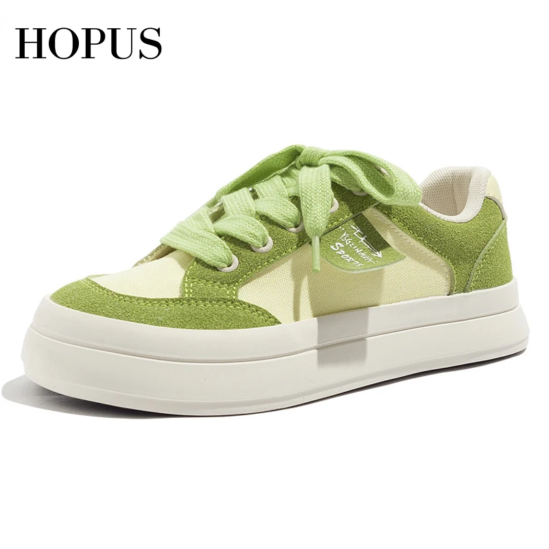 

HOPUS Casual Sneakers For Women Trends 2023 New Novelty Mixed-Color White Platform Women's Shoes Lace-up Lady Canvas Shoes Comfy