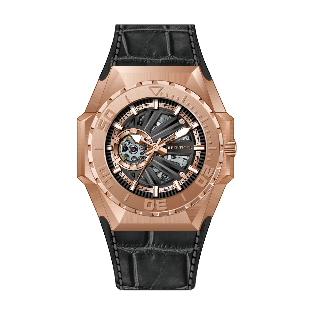 Reef Tiger Men Automatic Watch, Mens Watches 100M Waterproof Mechanical Wristwatch Sekelton Luminous Sapphire Mirror Hollow Out
Reef Tiger Men Automatic Watch, Mens Watches 100M Waterproof Mechanical Wristwatch Sekelton Luminous Sapphire Mirror Hollow Out