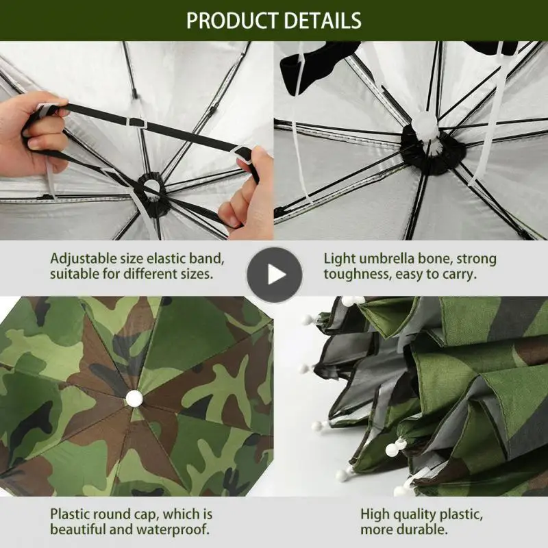 Portable Outdoor Sports 55cm Umbrella Hat Cap Folding Women Men Umbrella Fishing Hiking Golf Beach Headwear Handsfree
Portable Outdoor Sports 55cm Umbrella Hat Cap Folding Women Men Umbrella Fishing Hiking Golf Beach Headwear Handsfree