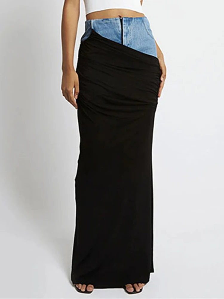 HIGH QUALITY New Fashion Runway 2023 Designer Skirt Women's Pleated Stitching High Waisted Denim Long Skirt
HIGH QUALITY New Fashion Runway 2023 Designer Skirt Women's Pleated Stitching High Waisted Denim Long Skirt