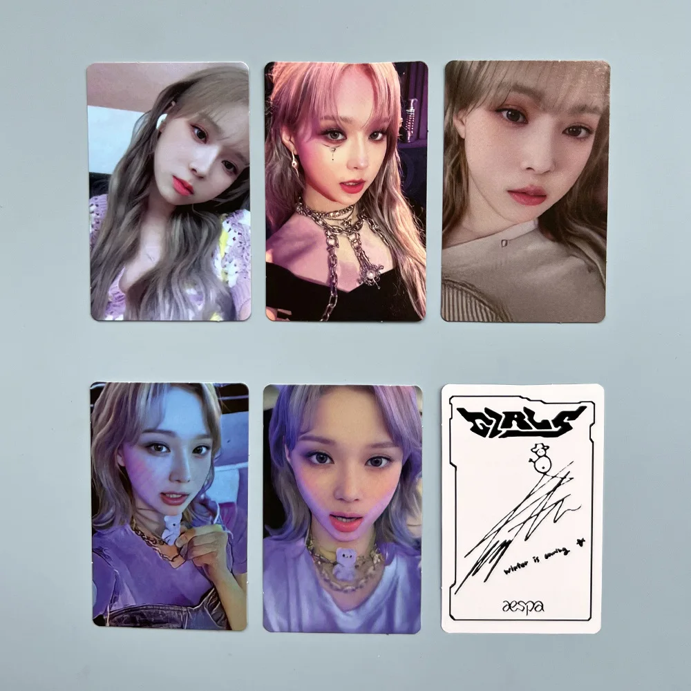 5Pcs KPOP AESPA Girls Album Member Single Selfie Photocards Double Sided LOMO Cards Karina Winter NingNing Giselle Fans Gifts
5Pcs KPOP AESPA Girls Album Member Single Selfie Photocards Double Sided LOMO Cards Karina Winter NingNing Giselle Fans Gifts