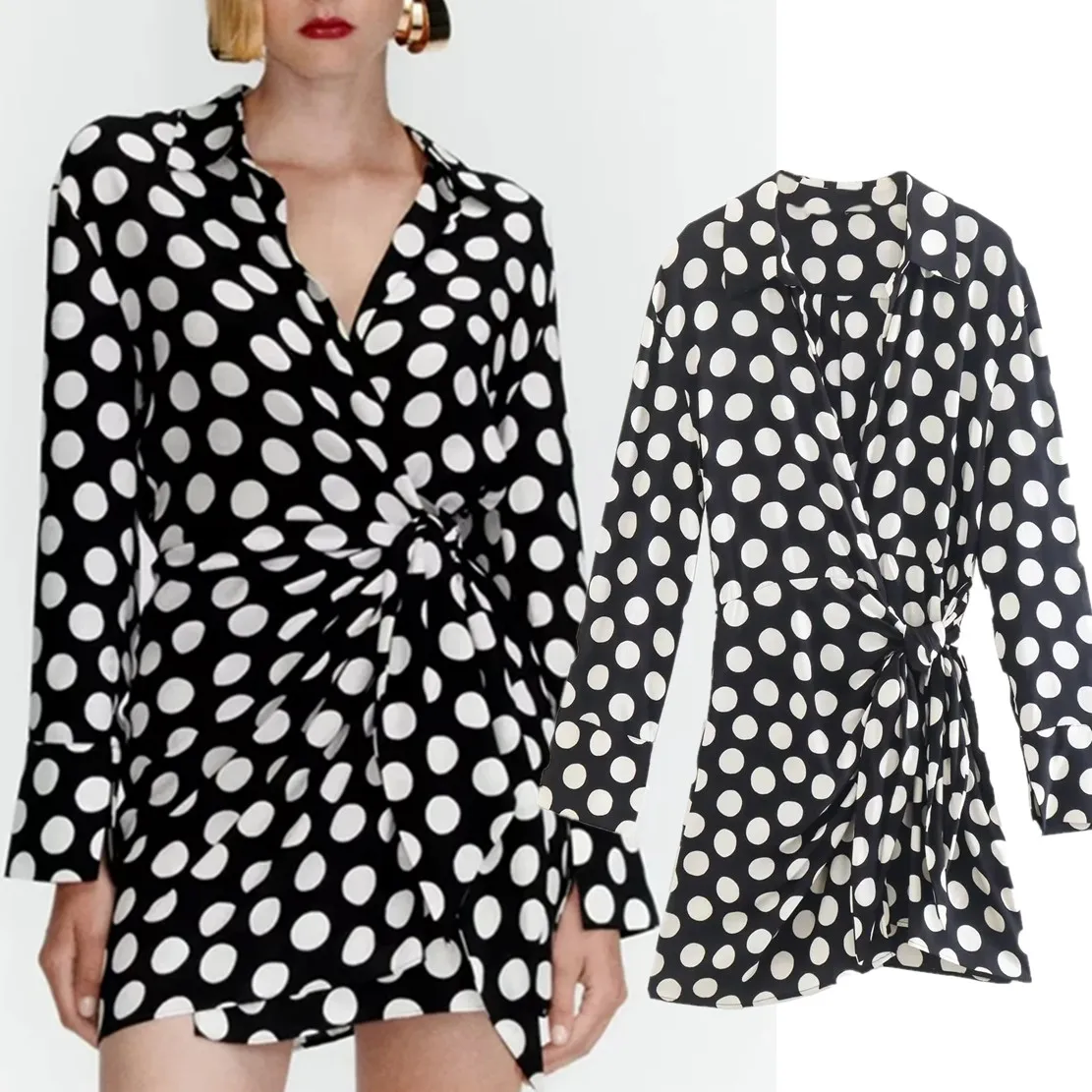 Jenny&Dave England Style Fashion Polka Dot Print Long Shirt Dress Sexy Pleated Bow Mini Party Dress Women
Jenny&Dave England Style Fashion Polka Dot Print Long Shirt Dress Sexy Pleated Bow Mini Party Dress Women