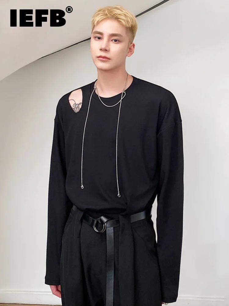 IEFB Men's Casual Round Neck Sweatshirt Personalized Shoulder Open Hole Solid Color Korean Style 2022 New Fashionable Loose Top
IEFB Men's Casual Round Neck Sweatshirt Personalized Shoulder Open Hole Solid Color Korean Style 2022 New Fashionable Loose Top