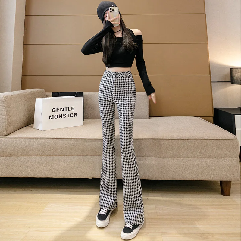 Ladies Plaid Pants 2022 Fashion New High Waist Slim Fit Retro Casual Flared Pants SJ587
Ladies Plaid Pants 2022 Fashion New High Waist Slim Fit Retro Casual Flared Pants SJ587