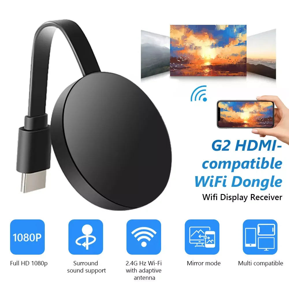 2.4G 1080P HD TV Stick Wireless WiFi Display TV Dongle Receiver Airplay Media Streamer Adapter Media HDMI-compatible WiFi Dongle
2.4G 1080P HD TV Stick Wireless WiFi Display TV Dongle Receiver Airplay Media Streamer Adapter Media HDMI-compatible WiFi Dongle