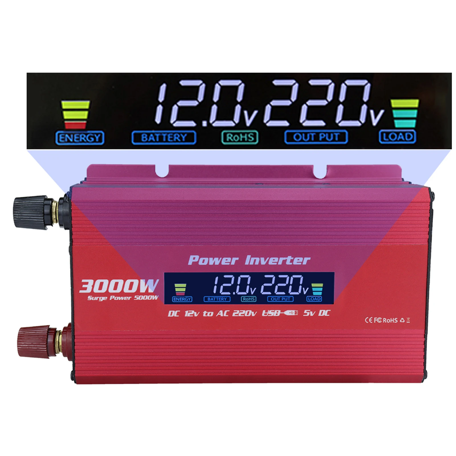 Auto Power Inverters DC 12V To 110V AC Auto Converter 5000W USB Car Converter With Digital Display Car Charger Adapter For Truck
Auto Power Inverters DC 12V To 110V AC Auto Converter 5000W USB Car Converter With Digital Display Car Charger Adapter For Truck