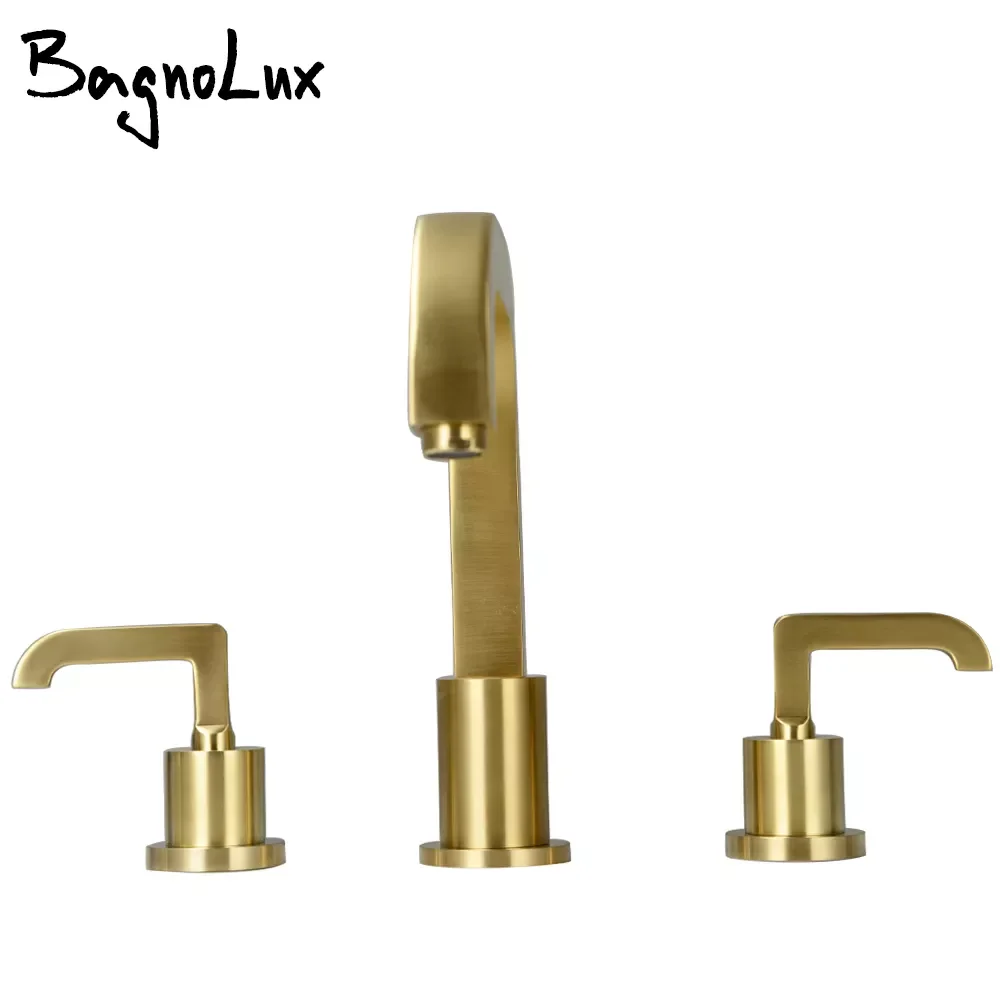 Three-hole Mixer Hot Cold Water Taps Brushed Gold Brass Deck Mounted Bathroom Above Counter Basin Faucet Dual Holder
Three-hole Mixer Hot Cold Water Taps Brushed Gold Brass Deck Mounted Bathroom Above Counter Basin Faucet Dual Holder