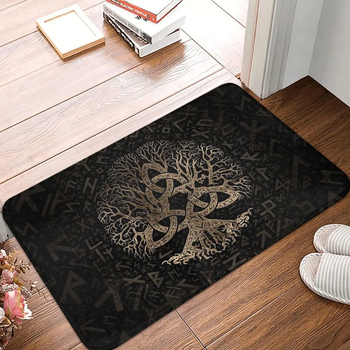Vikings Bathroom Non-Slip Carpet With Triquetra On Futhark Pattern Bedroom Mat Entrance Door Doormat Floor Decoration Rug 
Vikings Bathroom Non-Slip Carpet With Triquetra On Futhark Pattern Bedroom Mat Entrance Door Doormat Floor Decoration Rug