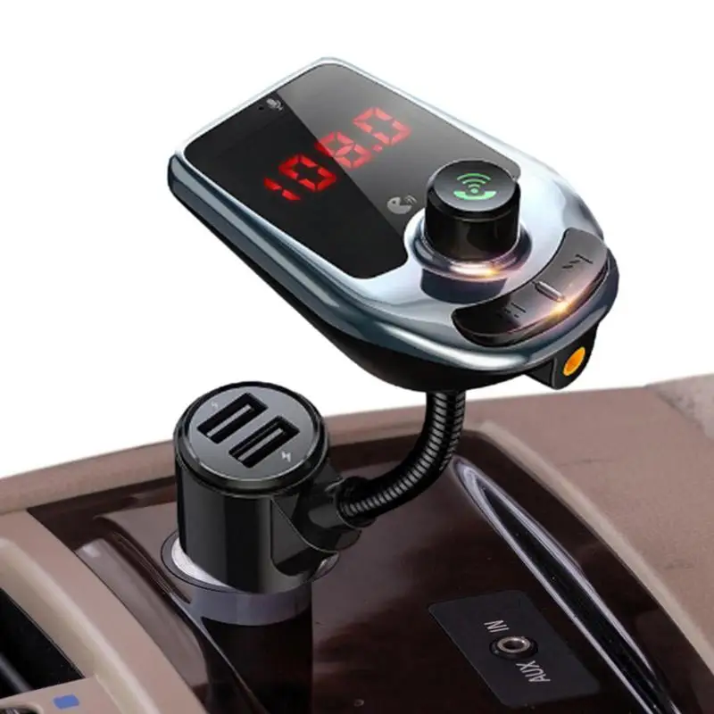 

Car FM Transmitter Blue Tooth Adapter Display Supports Card And Dual USB Ports Car Charger For Most Smartphones Audio
