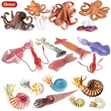 Classic Sea Life Mollusk Model Simulation Squid Nautiloidea Octopus Growth Cycle Action Figure Ocean Animals Set Kids Toys