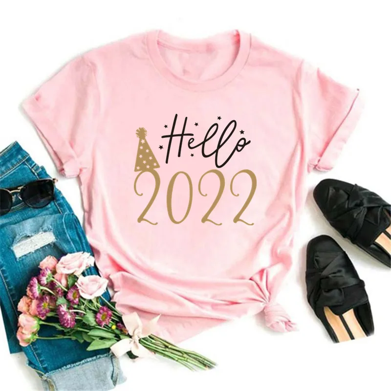 Hello 2022 Print Women T Shirt Pink Short Sleeve Christmas Tops Kawaii Casual Plus Size Women Clothing S-3XL
Hello 2022 Print Women T Shirt Pink Short Sleeve Christmas Tops Kawaii Casual Plus Size Women Clothing S-3XL