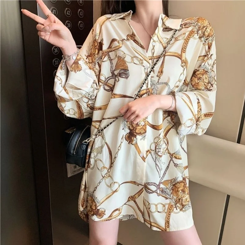 Spring Autumn New Loose Print Mid-length Blouses Long Sleeve Button Plus Size Shirts Trend Fashion Street Casual Women Clothing
Spring Autumn New Loose Print Mid-length Blouses Long Sleeve Button Plus Size Shirts Trend Fashion Street Casual Women Clothing
