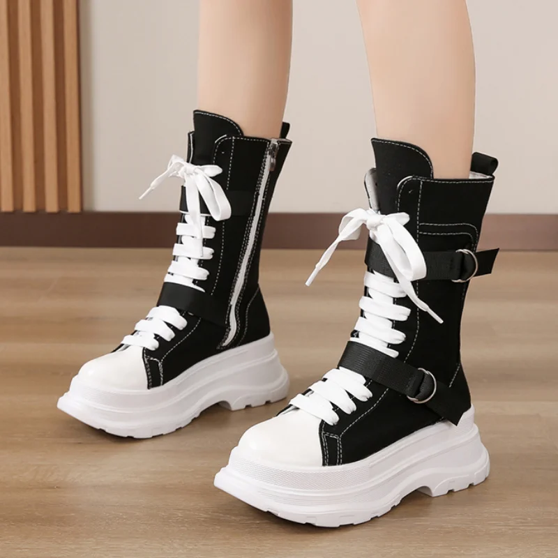 ZOKI Canvas Chunky Platform Women's Boots Autumn Lace-Up Zipper Motorcycle Boots Woman Thick Bottom Non-Slip Ankle Booties
ZOKI Canvas Chunky Platform Women's Boots Autumn Lace-Up Zipper Motorcycle Boots Woman Thick Bottom Non-Slip Ankle Booties