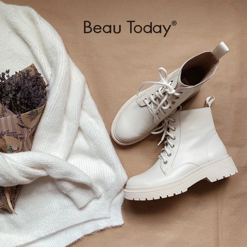 Ankle Boots Women Genuine Cow Leather Lace-Up Round Toe Lady Booties Autumn Winter Platform Se Shoes Handmade 03429
Ankle Boots Women Genuine Cow Leather Lace-Up Round Toe Lady Booties Autumn Winter Platform Se Shoes Handmade 03429