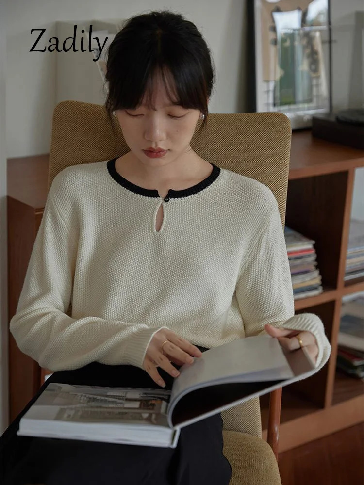Winter Minimalist New In Patchwork Long Sleeve Women Sweaters Korea Style O Neck Button Knit Pullovers Female Tops 
Winter Minimalist New In Patchwork Long Sleeve Women Sweaters Korea Style O Neck Button Knit Pullovers Female Tops