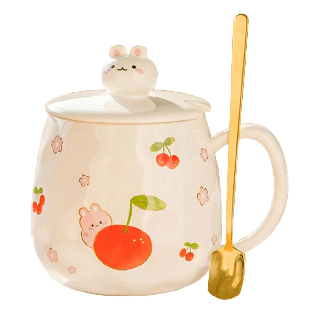

Mug Coffee Ceramic Cup Tea Mugs Porcelain Cups Milk Water Cartoon Spoon Gift Drinking Set Espresso Cappuccino Lid Beverage Juice