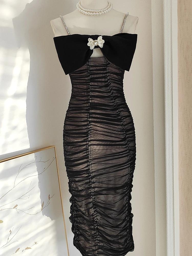 Женское облегающее платье во французском социалитовом стиле, платье с бантом из драгоценных камней, модное Сетчатое привлекательное облегающее платье на бретелях
Женское облегающее платье во французском социалитовом стиле, платье с бантом из драгоценных камней, модное Сетчатое привлекательное облегающее платье на бретелях