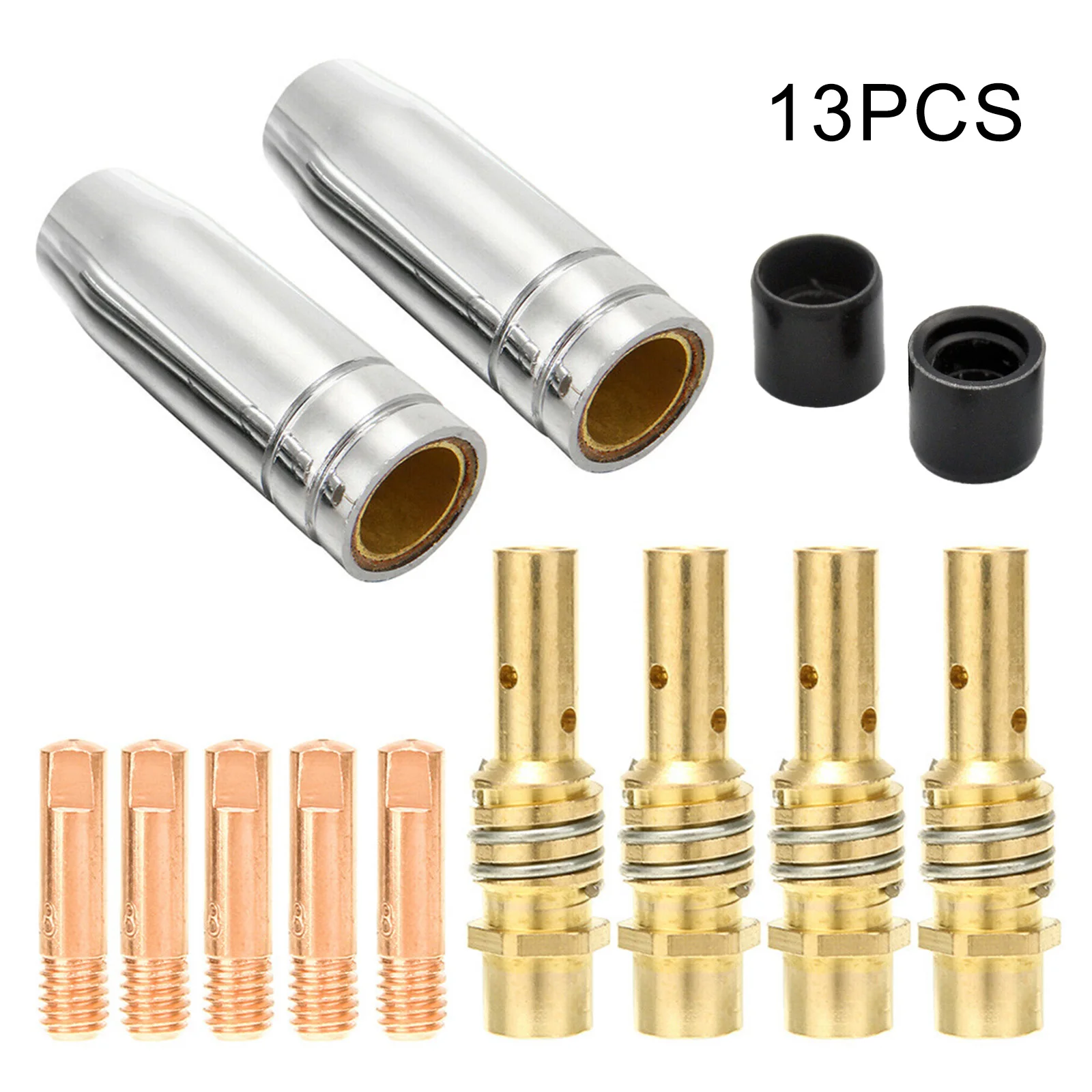 13Pcs Welding Torch 0.8mm 0.030 Nozzle Contact Tip Kit MIG Welder 15AK MIG/MAG Set Contact Nozzle Tip Holder Welding Tool Parts
13Pcs Welding Torch 0.8mm 0.030 Nozzle Contact Tip Kit MIG Welder 15AK MIG/MAG Set Contact Nozzle Tip Holder Welding Tool Parts