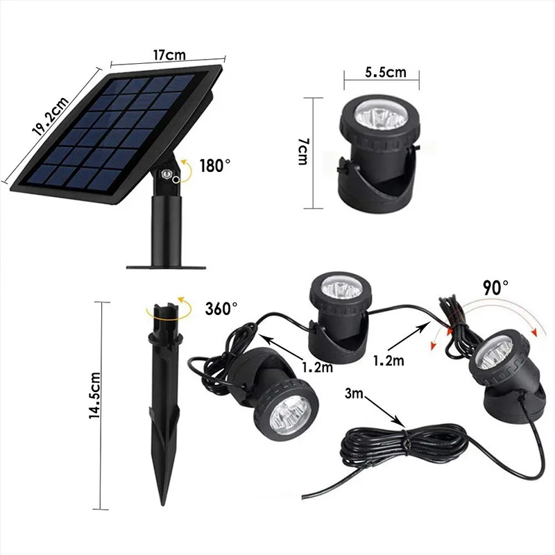 Solar IP68 Outdoor Waterproof LED RGB Landscape Underwater Light with 3 Spotlight Pond Pool Fountain Swimming Aquarium Light
Solar IP68 Outdoor Waterproof LED RGB Landscape Underwater Light with 3 Spotlight Pond Pool Fountain Swimming Aquarium Light