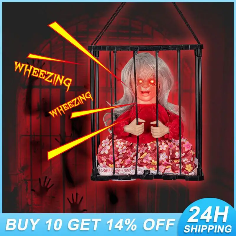 

Haunted Cage Halloween Unique Halloween Decoration Scary Head Popping Out Of Witch Cage On Demand Ghost Toy Interactive Vocalize