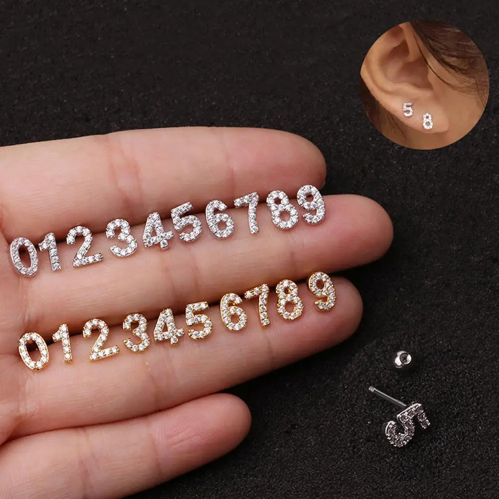 Fashion Stainless Steel Mini Zircon Digital Ear Piercing Stud Earrings Tragus Cartilage Earring For Women 1Pc Helix Studs
Fashion Stainless Steel Mini Zircon Digital Ear Piercing Stud Earrings Tragus Cartilage Earring For Women 1Pc Helix Studs