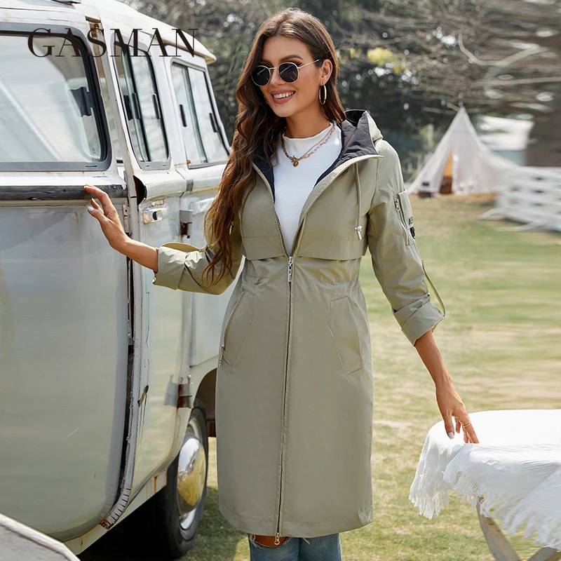 GASMAN 2022 women's coat spring waist long fashion brand Women's jacket Hooded zipper high collar trench coat for women GW-8279
GASMAN 2022 women's coat spring waist long fashion brand Women's jacket Hooded zipper high collar trench coat for women GW-8279