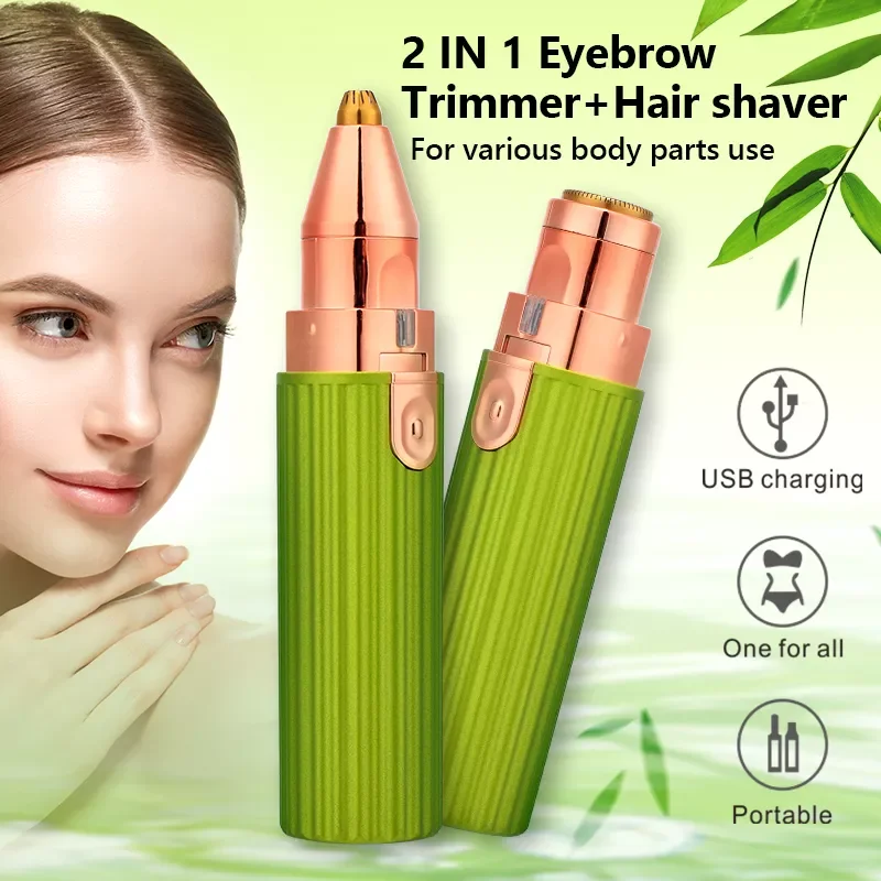 2 IN 1 Rechargeable Electric Eyebrow Trimmer Epilator Female Body Facial Lipstick Shape Hair Removal Mini Painless Razor Shaver
2 IN 1 Rechargeable Electric Eyebrow Trimmer Epilator Female Body Facial Lipstick Shape Hair Removal Mini Painless Razor Shaver
